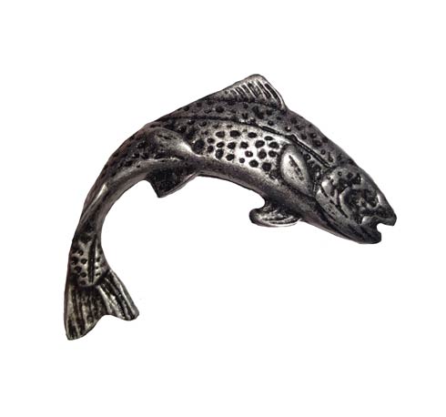 $16.50 Jumping Trout Right Facing Pewter Ox Cabinet Knob