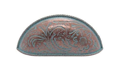 $22.70 Engraved Flower 3" Center to Center Copper Patina Cabinet Cup Pull