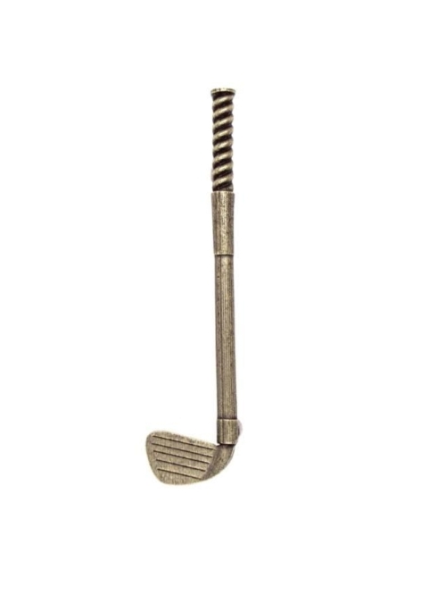 $29.80 Small Golf Club Left Facing Cabinet Pull 4" Center to Center Brass Ox