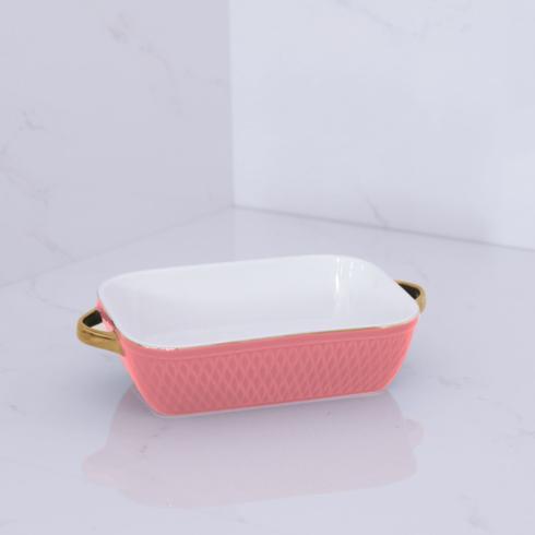Small Rectangular Baker with Gold Handles (Salmon) image