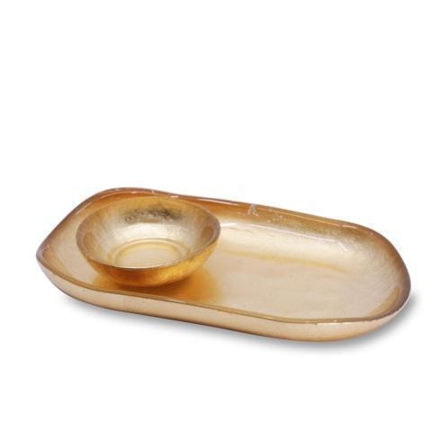 Beatriz Ball  New Orleans Glass Small Oval Foil Leafing Platter with Mini Bowl (Gold) $43.00