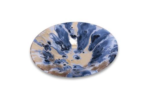 NEW ORLEANS GLASS centerpiece blue & gold marble (xlg) - $86.00