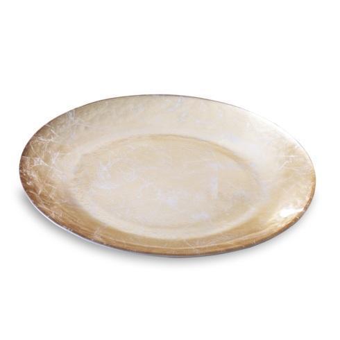 $85.00 Cracked Foil Leafing Round Platter (Gold)