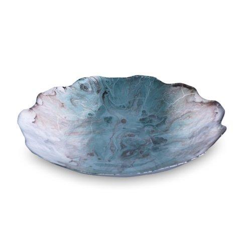 Beatriz Ball  New Orleans Glass Foil Leafing Centerpiece with Scalloped Edges (Light Teal & Silver) $93.00