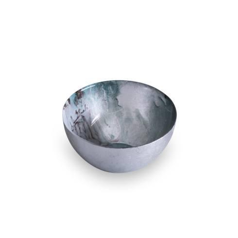 $34.00 NEW ORLEANS GLASS bowl light teal silver foil (sm)
