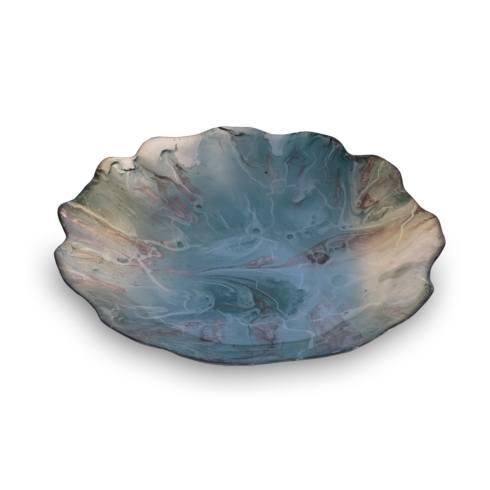 Beatriz Ball  New Orleans Glass Foil Leafing Centerpiece with Scalloped Edges (Light Teal & Gold) $93.00