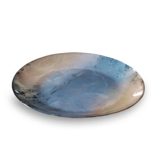 Beatriz Ball  New Orleans Glass Foil Leafing Round Platter (Light Teal & Gold) $62.00