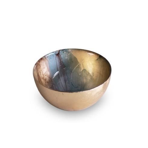 $34.00 Small Foil Leafing Bowl (Light Teal  & Gold)