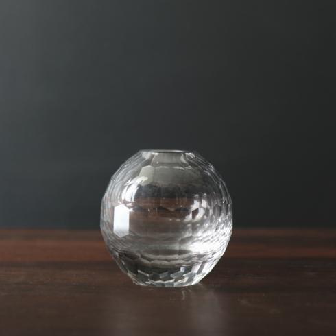 Faceted Round Bud Vase (Clear)