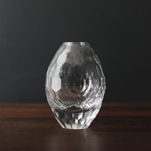 GLASS faceted teardrop bud vase clear image