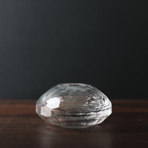 GLASS faceted short bud vase clear - $60.00