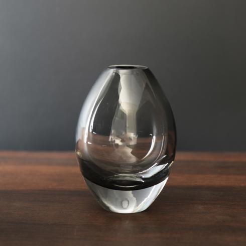 $48.00 GLASS smooth teardrop bud vase smoke grey