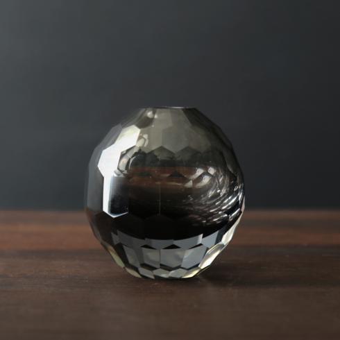 Faceted Round Bud Vase (Smoke Grey) - $62.00