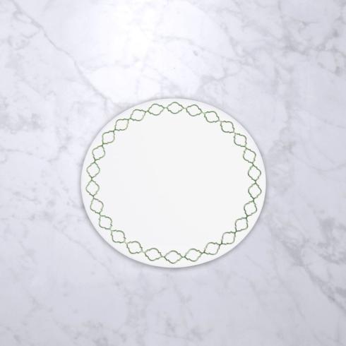 $63.00 Round Embroidered Quatrefoil  15.5" Round Placemats Set of 4 (Green)