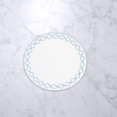 $63.00 Round Embroidered Quatrefoil 15.5" Round Placemats Set of 4 (Blue)