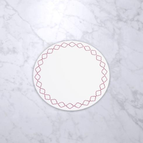 $63.00 Round Embroidered Quatrefoil 15.5" Round Placemats Set of 4 (Pink)