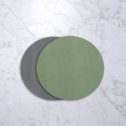 $50.00 Snakeskin Reversible 15.5" Round Placemats Set of 4 (Green and Gray)