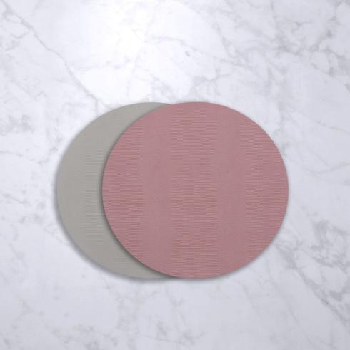 $50.00 Snakeskin Reversible 15.5" Round Placemats Set of 4 (Gray and Pink)