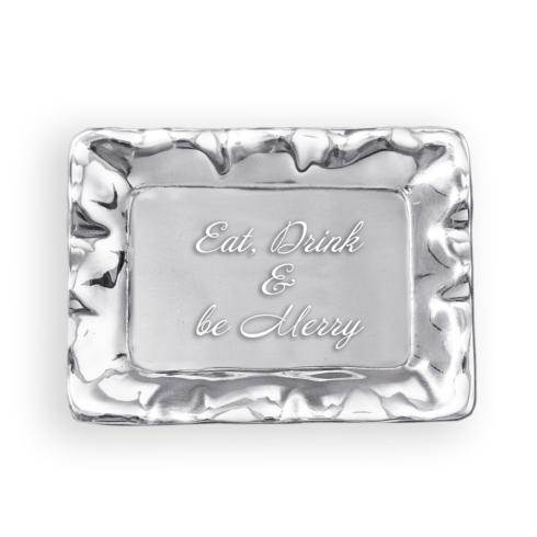 $57.00 GIFTABLES Vento rect engraved tray- Eat, Drink and be Merry