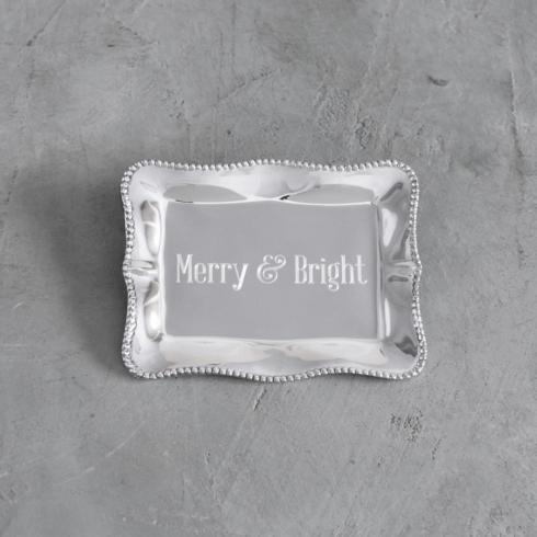$45.00 Pearl Denisse Rectangular Engraved Tray "Merry & Bright"