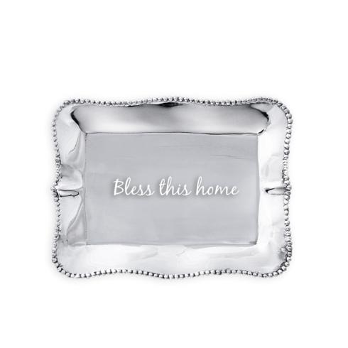 $57.00 GIFTABLES Pearl denisse rect engraved tray- Bless this home