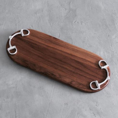 Western Long Oval Cutting Board with Equestrian Handles image