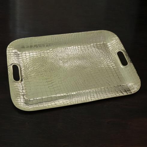 SIERRA MODERN Croc Extra Large Rectangular Tray with Handles (Gold) - $218.00