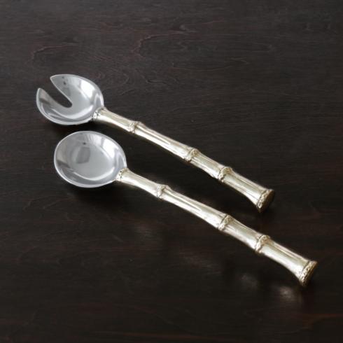 $56.00 GARDEN Bamboo Salad Servers with Gold Handles