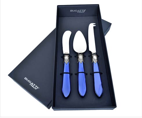 $155.00 Oxford - 3 Piece Cheese Knife Set in gift box - royal blue
