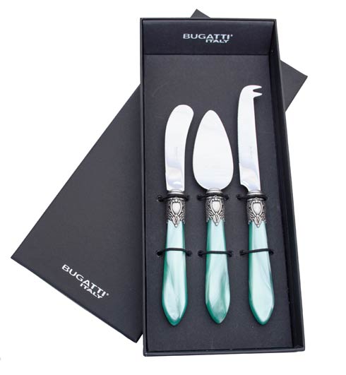 $155.00 Oxford - 3 Piece Cheese Knife Set in gift box - acqua