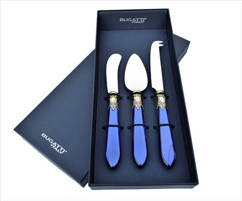$155.00 Oxford - 3 Piece Cheese Knife Set in gift box - royal blue / gold