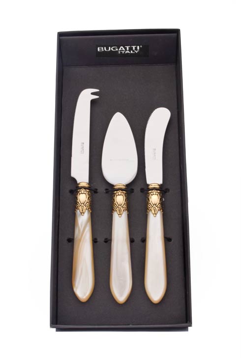 $155.00 Oxford - 3 Piece Cheese Knife Set in gift box - ivory / gold