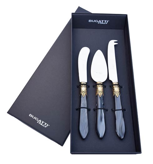 $155.00 Oxford - 3 Piece Cheese Knife Set in gift box - charcoal / gold