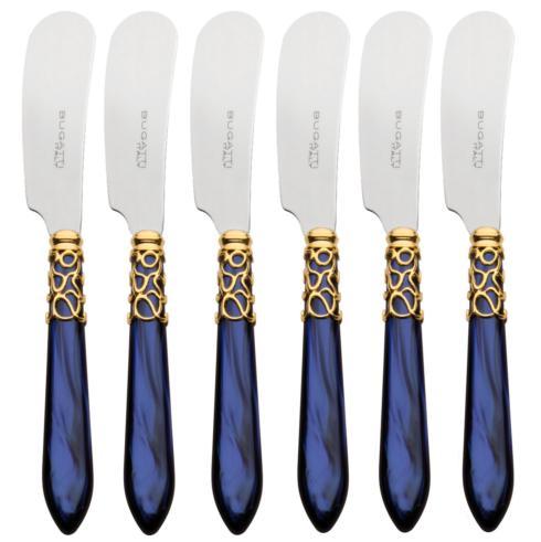 $115.00 Melodia Gold - 6 Butter Knives Set royal blue