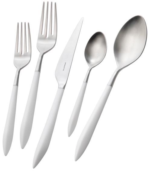 $174.00 Ares Brushed white handle 5 Piece Place Setting