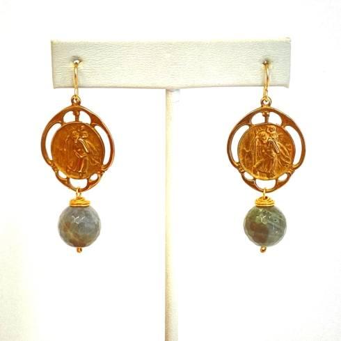 $100.00 Bronze St. Christopher and Labradorite Earrings