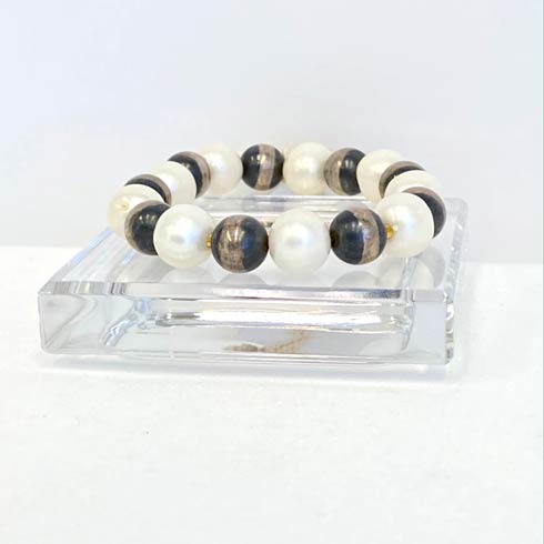 $109.00 Large Pearl and Sterling Silver Navajo Pearl Bracelet