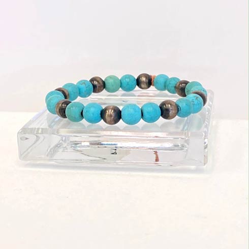 $88.00 Turquoise and Sterling Silver Navajo Pearl Bracelet