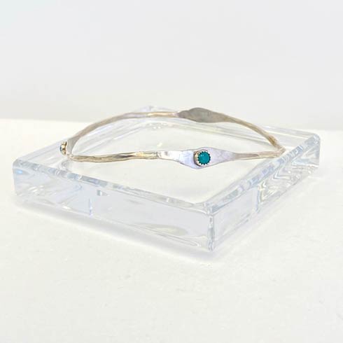$98.00 Sterling Silver and Turquoise Dot Bangle