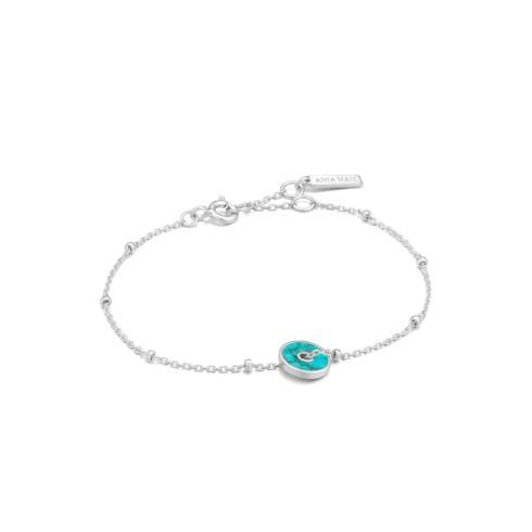 $49.00 Silver Turquoise Disc Bracelet