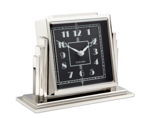 $675.00 Athena Desk Clock In Nickel with Black Dial