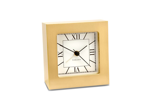 $295.00 Square Desk Alarm Clock in Brass