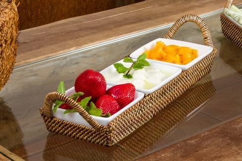 Calaisio  White Collection Basket with Porcelain Dish $128.00