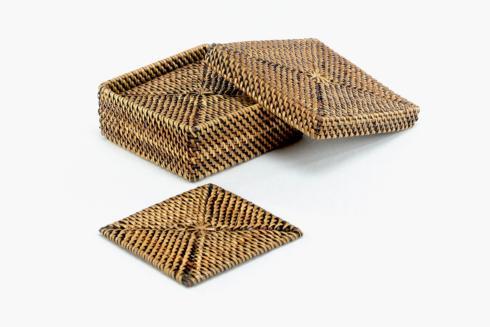 SET OF 6 WOVEN COASTERS in HOLDER NEW CALAISIO 