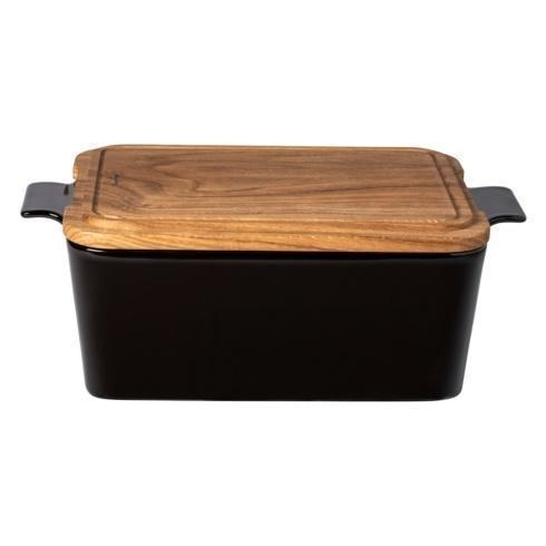 $170.00 Gift Rect. Bread Box with Oak Wood, Black