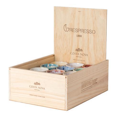 $499.00 Wooden Box 24 Lungo Cups, Multicolor