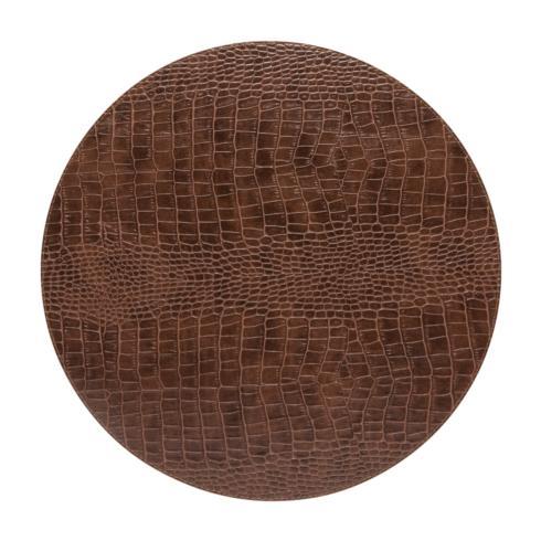 $21.00 Round Placemat 100% PU Leather Caramel