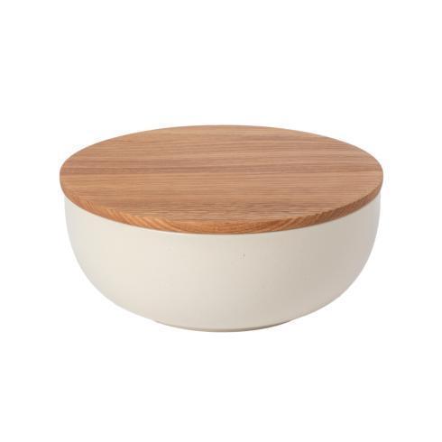 Casafina  Pacifica - Vanilla Serving bowl 10" w/ Oak Wood Lid/Cutting Board $99.00