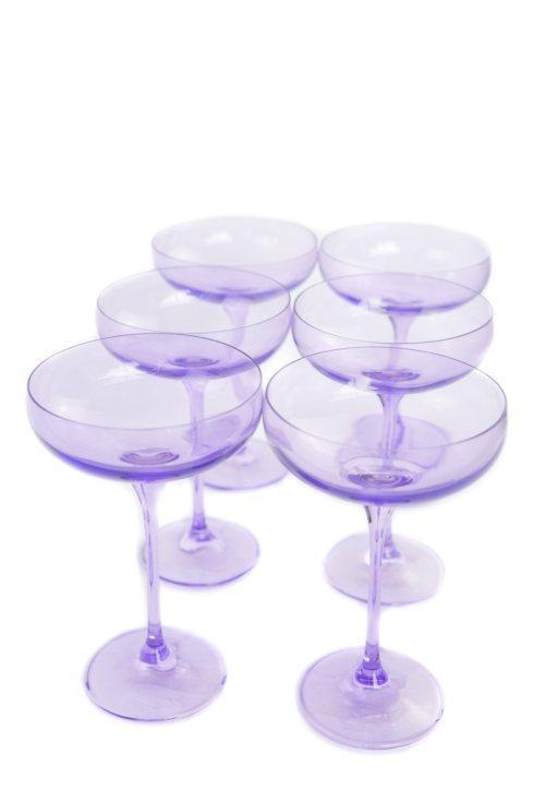 Estelle Colored Glass   Champagne Coupe Lavendar set/6 $179.99