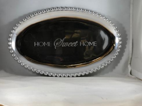 Mariposa String of Pearls Pearled Oval Platter engraved " Home Sweet  Home" - $89.00